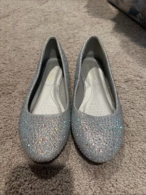 Silver Glitter Gem Ballet Flats